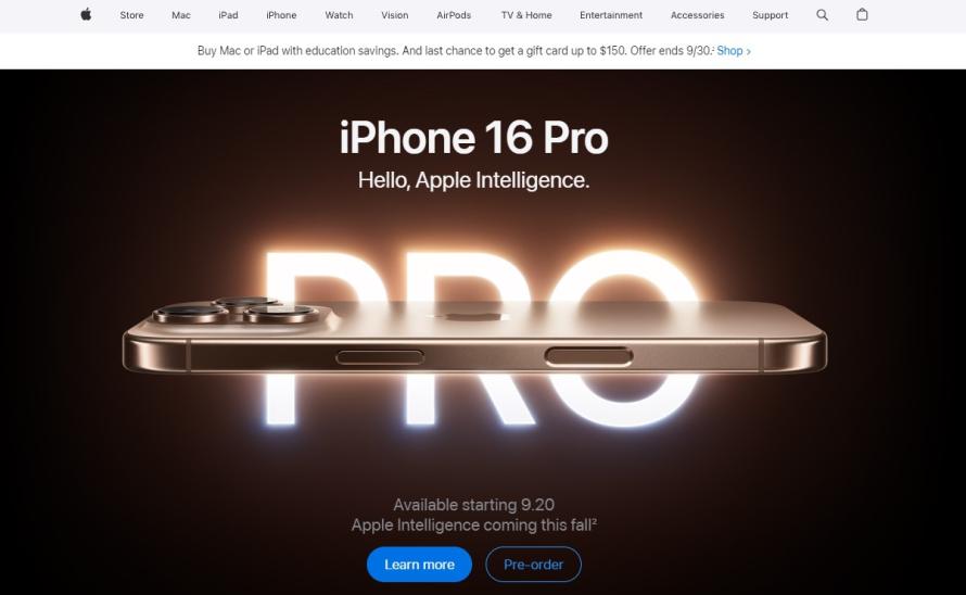 Apple store homepage