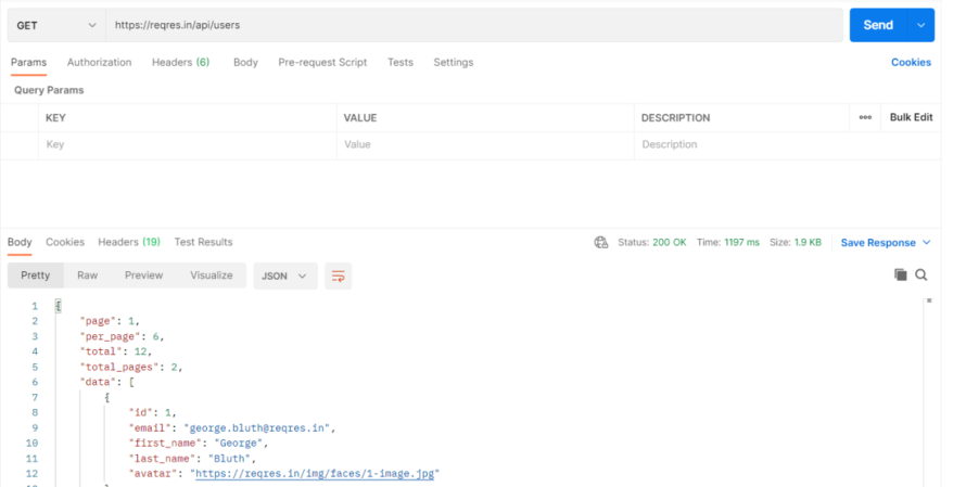 Testing an API with Postman.