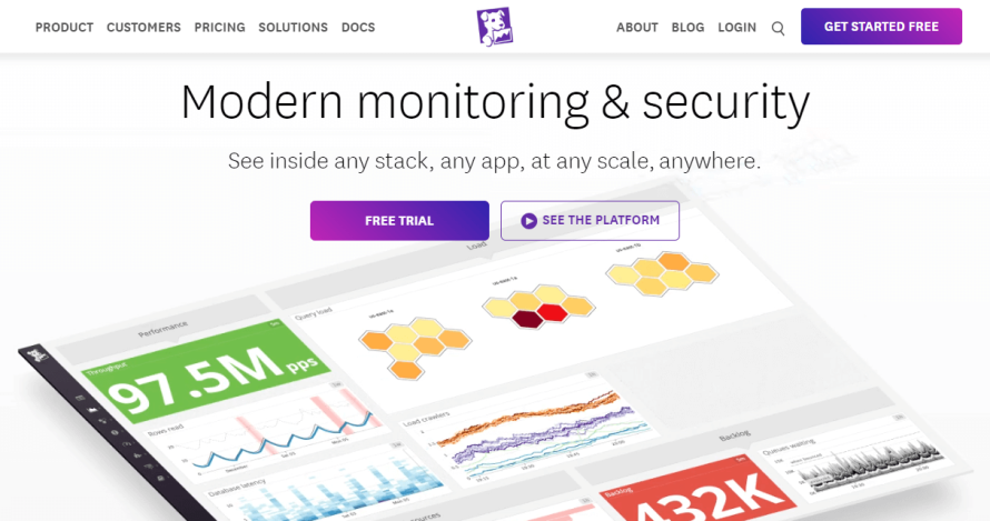 A screenshot of Datadog's homepage. 