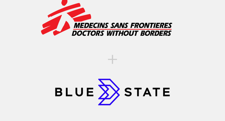 Doctors Without Borders and Blue State Logo an white