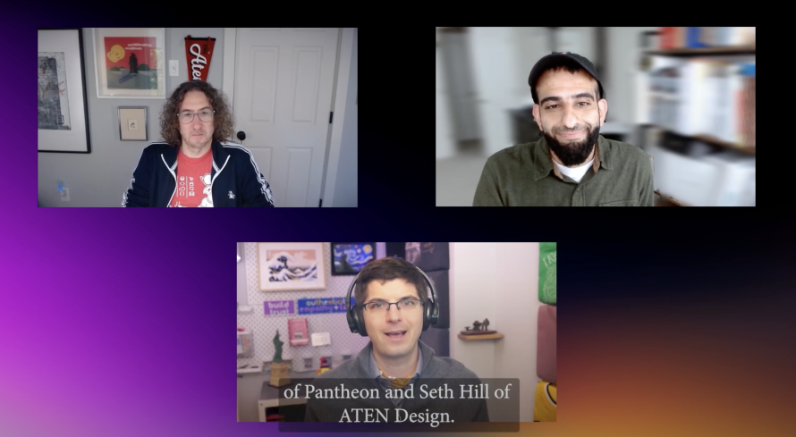 A screenshot of a video conversation between Seth Hill, Malik Kotob and Steve Persch.