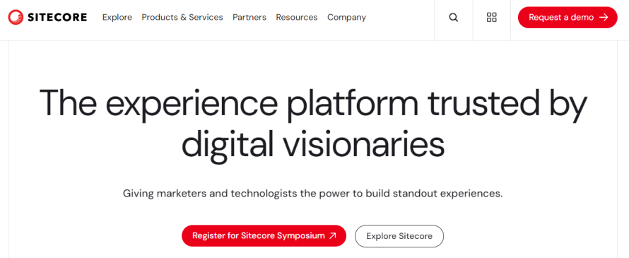 Sitecore's homepage screenshot