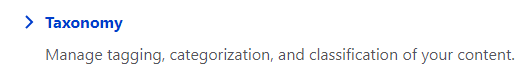 A screenshot of selecting the Taxonomy option from the Structure tab. 